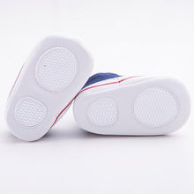 0-12 M Toddler Newborn Infant Baby Boys Girls Crib Shoes Dark Blue Striped Pattern First Walkers Soft Bottom Baby Shoes NW