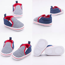 0-12 M Toddler Newborn Infant Baby Boys Girls Crib Shoes Dark Blue Striped Pattern First Walkers Soft Bottom Baby Shoes NW