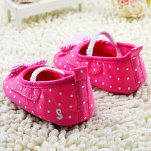 0-18M Infant Girls Ruffle Lace Crib Shoes Soft Slip On Dot Bowknot Prewalker Baby Shoes First Walkers NW