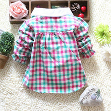 0-4Y Toddler Baby Girls Plaid Shirt Blouses Lace Lapel Bow Long Sleeve Kids Tee Shirts Tops NW