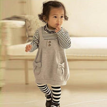 1-3Y Kids Baby Girls Clothing Sets Striped Sundress Skirts Long Sleeve Tops T Shirts 2Pcs Set Outfits NW