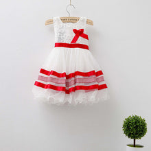 1-5Y Kids Baby Girls Dress Lace Bowknot Sleeveless Tutu Dress Striped Gauze Dresses NW
