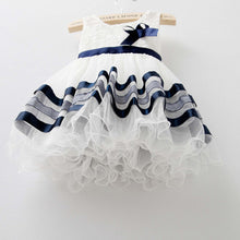 1-5Y Kids Baby Girls Dress Lace Bowknot Sleeveless Tutu Dress Striped Gauze Dresses NW