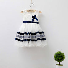 1-5Y Kids Baby Girls Dress Lace Bowknot Sleeveless Tutu Dress Striped Gauze Dresses NW