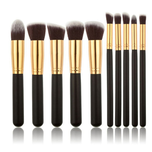 10pcs set Silver And Gold face makeup brush set powder blush contour foundation brush for face color cosmetics LZH7 NW