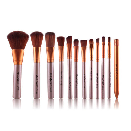 12Pcs Beauty New Brand Makeup Brushes Set Contour Eyeshadow Foundation Powder Cosmetic Makeup Brush Set Tools NW
