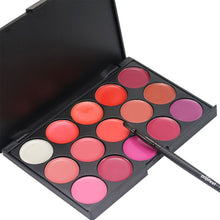 15 Colors Lip Gloss Lipstick Palette Cosmetic Makeup Kit Set With Lip Brush Includes Matte And Shimmer Lip Colors Lipstick NW