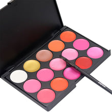 15 Colors Lip Gloss Lipstick Palette Cosmetic Makeup Kit Set With Lip Brush Includes Matte And Shimmer Lip Colors Lipstick NW