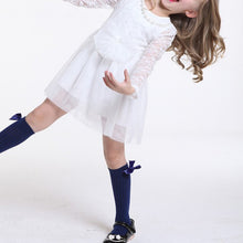 Kids Baby Girls Lace Dress Long Sleeve Princess Party Dresses Pearl Necklace 2-6 Y NW