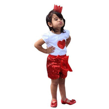 2-7T Kids Girls Clothing Sets Sequins Short Sleeve T-shirt Tops Shorts Outfits Clothes Set NW