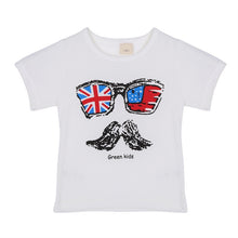 2-7Y Baby Short Sleeve T-shirt Boys Girls Kids Big Moustache Print Shirts NW