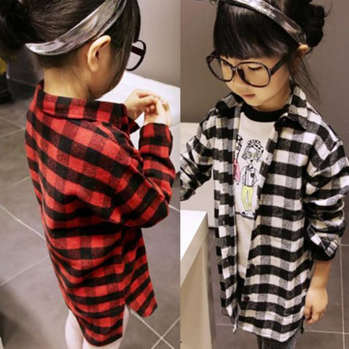 2-7Y Children Kids Boys Girls Shirts Long Sleeve Shirts Plaids Checks Tops Costume Shirt NW