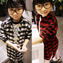 2-7Y Children Kids Boys Girls Shirts Long Sleeve Shirts Plaids Checks Tops Costume Shirt NW