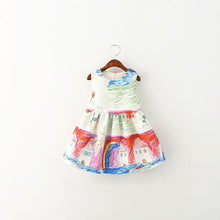 2-7Y Kids Girl Cute Cotton Floral Print Dress Wedding Party Princess Dress Sundress Child Clothes NW