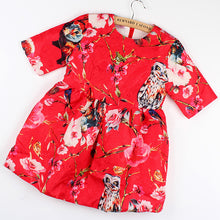 2-8Y New Kids Children Girls Floral Owl Print Princess Dress One Piece Party Dresses NW