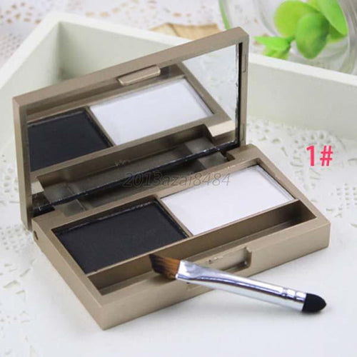 2 Color Makeup Kit Eyebrow Powder Natural Shading Palette Shadow With Brush NW