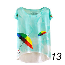 20 England Styles Girl Teenager Printed Loose Casual Short Sleeve Printing Bat Shirt Women Fashion Women Tops LZH7 NW