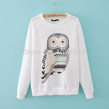 New Women Girls Cute Cartoon Owl Print Beaded Long Sleeve Shirt Pullover Crew Neck Sweatshirt Tops NW