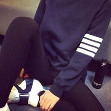 Women Stripes Sleeve Hoodies Casual Pullover Sweatshirt Outerwear Jacket CoatHG NW