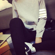 Women Stripes Sleeve Hoodies Casual Pullover Sweatshirt Outerwear Jacket CoatHG NW