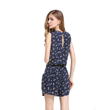 Casual Women Rompers Jumpsuit Bohemia Feminino Sleeveless Overalls Flower Print Shorts Bodysuit NW