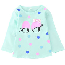 Hot Baby Kids Girl Clothes Cartoon Print T-shirts Tops Cute Cotton Long Sleeve Casual Children Tee Shirt Top NW