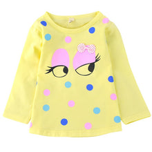 Hot Baby Kids Girl Clothes Cartoon Print T-shirts Tops Cute Cotton Long Sleeve Casual Children Tee Shirt Top NW