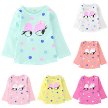 Hot Baby Kids Girl Clothes Cartoon Print T-shirts Tops Cute Cotton Long Sleeve Casual Children Tee Shirt Top NW