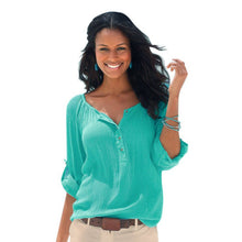 O Neck Long Sleeve Button Casual Cotton Blouses Women Blusas Femininas Tops Clothing XL NW