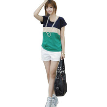 Korean Women Batwing Sleeve T-shirt Tops Splicing Color Chiffon Shirt Plus Size NW
