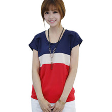 Korean Women Batwing Sleeve T-shirt Tops Splicing Color Chiffon Shirt Plus Size NW