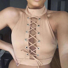 Sexy Halter LACE-UP Bandage Crop Tops Women Sleeveless Tee T-Shirt Blouse NW