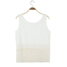 Women Crochet Lace Tank Top Tassel Fringe Crop Top Scoop Neck Sleeveless Casual Camisole Top Vest Female Blusas Feminino NW
