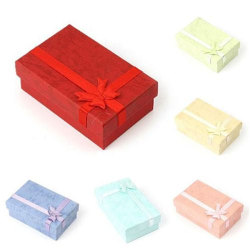 24Pcs Paper Square Bowknot Ring Earring Necklace Jewelry Gift Box Case Display A85 NW