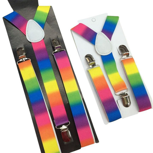 2Pcs Colorful Boy Men Y-Back Suspenders Child Elastic Adjustable Clip-On Braces NW