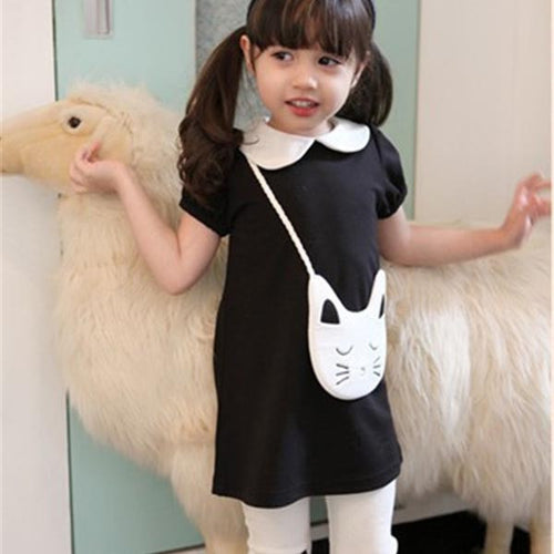 2Pcs Outfit Kids Girls Cotton Short Sleeve Lapel Shirt Tops Short Pants Sets 2-7 Years NW