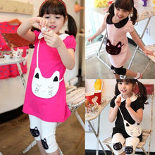2Pcs Outfit Kids Girls Cotton Short Sleeve Lapel Shirt Tops Short Pants Sets 2-7 Years NW