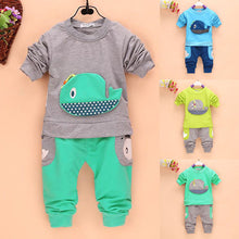 2Pcs Outfits Kids Baby Boys Clothes Long Sleeve Whale Tops Long Pants Clothing Sets 1-4Y 4 Colors NW