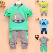 2Pcs Outfits Kids Baby Boys Clothes Long Sleeve Whale Tops Long Pants Clothing Sets 1-4Y 4 Colors NW