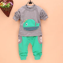 2Pcs Outfits Kids Baby Boys Clothes Long Sleeve Whale Tops Long Pants Clothing Sets 1-4Y 4 Colors NW