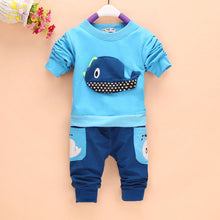 2Pcs Outfits Kids Baby Boys Clothes Long Sleeve Whale Tops Long Pants Clothing Sets 1-4Y 4 Colors NW