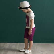 2Pcs Set Boy Suit Kids Ship Printed Short Sleeve T-shirt Children Pants Cotton Cloth NW
