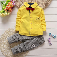 2pcs Kid Clothes Toddler Baby Boy Long Sleeve Bowtie Top Stripe Pants Set Outfits 0-4Y NW
