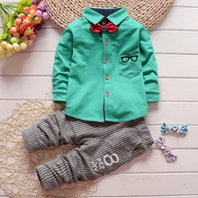 2pcs Kid Clothes Toddler Baby Boy Long Sleeve Bowtie Top Stripe Pants Set Outfits 0-4Y NW