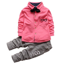2pcs Kid Clothes Toddler Baby Boy Long Sleeve Bowtie Top Stripe Pants Set Outfits 0-4Y NW