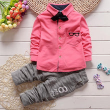2pcs Kid Clothes Toddler Baby Boy Long Sleeve Bowtie Top Stripe Pants Set Outfits 0-4Y NW