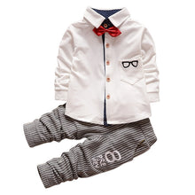 2pcs Kid Clothes Toddler Baby Boy Long Sleeve Bowtie Top Stripe Pants Set Outfits 0-4Y NW