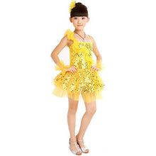3 Colors Children Paillette Latin Ballroom Dance Dress Girl Dancewear Costume 5-9 Years NW