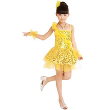 3 Colors Children Paillette Latin Ballroom Dance Dress Girl Dancewear Costume 5-9 Years NW