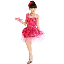 3 Colors Children Paillette Latin Ballroom Dance Dress Girl Dancewear Costume 5-9 Years NW